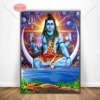 Shiva Parvati ศิลปะอินเดียเทพเจ้าฮินดูภาพจิตรกรรมผืนผ้าใบโปสเตอร์และภาพพิมพ์ทางศาสนาภาพติดผนัง0809