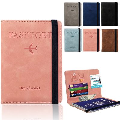 ：“{—— Women Men RFID Vintage Business Passport Covers Holder Multi-Ftion ID Bank Card PU Leather Wallet Case Travel Accessories