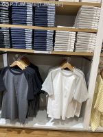 ❉ Uniqlo เสื้อทีเชิ้ตแขนแร็กแลนแบบคู่สำหรับใส่ในบ้านในฤดูร้อนเสื้อยืดแขนสั้นจับคู่สีโจ๊กเกอร์ E449040ผ้าฝ้ายแขนสั้น/457833