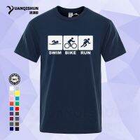 Triathlon T-Shirt Men Swimmings Biking Runnings Funny Printed T-Shirts For Men Summer Fashion 16 Colors Short Sleeve T-Shirt