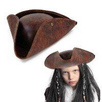 Sombrero De Tricornio De Pirata Desgastado Marrón Para Hallowpara Hombres Y Mujeres, Fiesta De Mascarada, Cuero De Imitación, Accesorios De Disfraz De Para,Sombreros