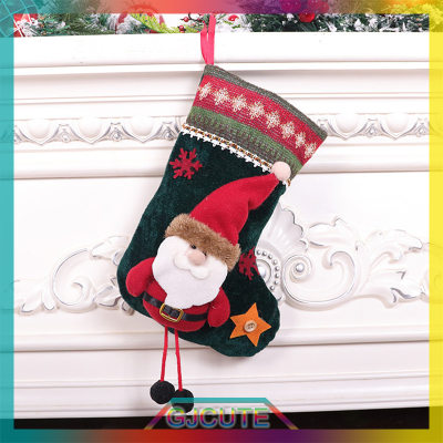 GJCUTE คริสต์มาสเครื่องประดับตกแต่ง Candy Gift BAG ถักถุงเท้าต้นคริสต์มาสจี้ตกแต่ง