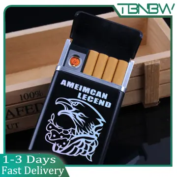 Cigarette Case Box Lighter 20pcs Cigarette Holder for Lady Slim Cigarette  USB Electronic Tungsten Lighter Men Gifts