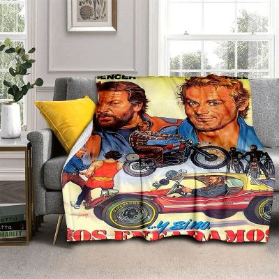 （in stock）Bud Spencer Terence Hill Sprayed Baby Blanket Super soft Flannel travel blanket sofa blanket（Can send pictures for customization）
