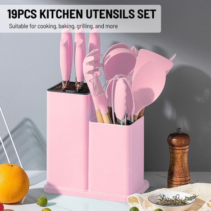 19 Piece Silicone Kitchenware Set Pot Shovel Soup Spoon Knife High