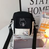 Canvas Womens Phone Bag Cartoon Printed Shoulder Messenger Bag Hit Color Flap Purse Casual Handbag Female Shopping Bag сумка Cross Body Shoulder Bags