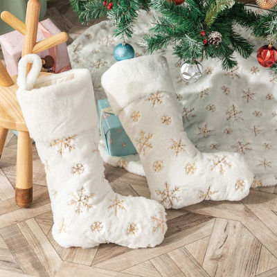 [สงสัย] จี้ถุงเท้าคริสต์มาสลายเกล็ดหิมะปักต้นคริสต์มาสของประดับตกแต่ง