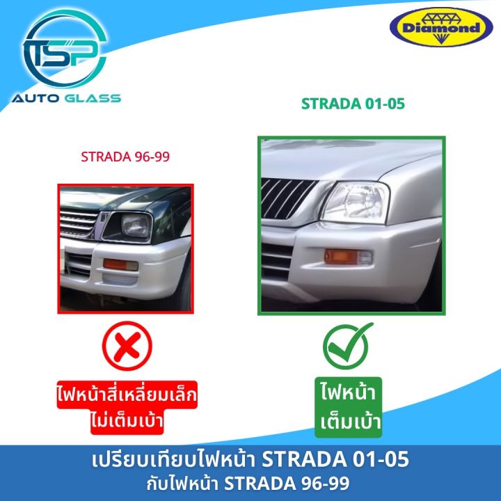 ไฟหน้า-mitsubishi-l200-strada-สตราด้ารุ่นไฟตาเพชร-ปี-2001-2005-งานยี่ห้อตราเพชร-diamond