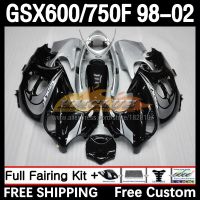 ตัวเครื่องสำหรับ SUZUKI KATANA GSXF 600 750 GSXF600 1998 1999 2000 2001 2002 66No 0 GSX750F GSXF750 98 99 00 01 02แฟริ่งสีดำสีเงิน