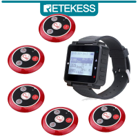 Retekess T128 ร้านอาหาร Pager System Waiter ลูกค้าโทรระบบ Buzzer User-Defined นาฬิกา Pagers 1 PC นาฬิกา Receiver 5 Pcs 4 ปุ่มโทร