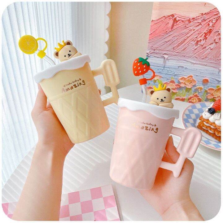 cute-cup-office-ins-high-value-large-capacity-ceramic-cup-with-lid-girl-straw-water-cup-home-gift