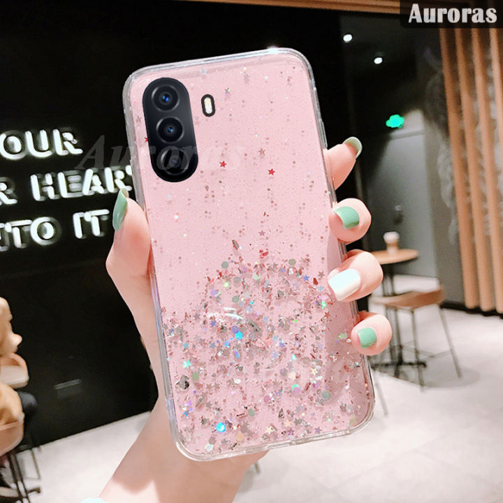 เคสโทรศัพท์สำหรับ-huawei-nova-y71-y70เลื่อมเปลือกเคสมันเงาสำหรับ-huawei-nova-y70-y71เคส-y71ฝาครอบกรอบนุ่มโปร่งใสท้องฟ้าเต็มไปด้วยดวงดาวพระจันทร์เต็มดวง