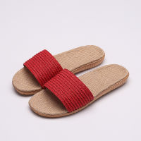 New Women Flax Slippers Sandals Summer Home Slipper Woman Man Open Toe Linen Belt Slides Unisex Sandals Flip Flops Indoor Shoes