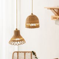 Hand- Natural Rattan Lampshade Chandelier Hanging Light Shades for Homestay