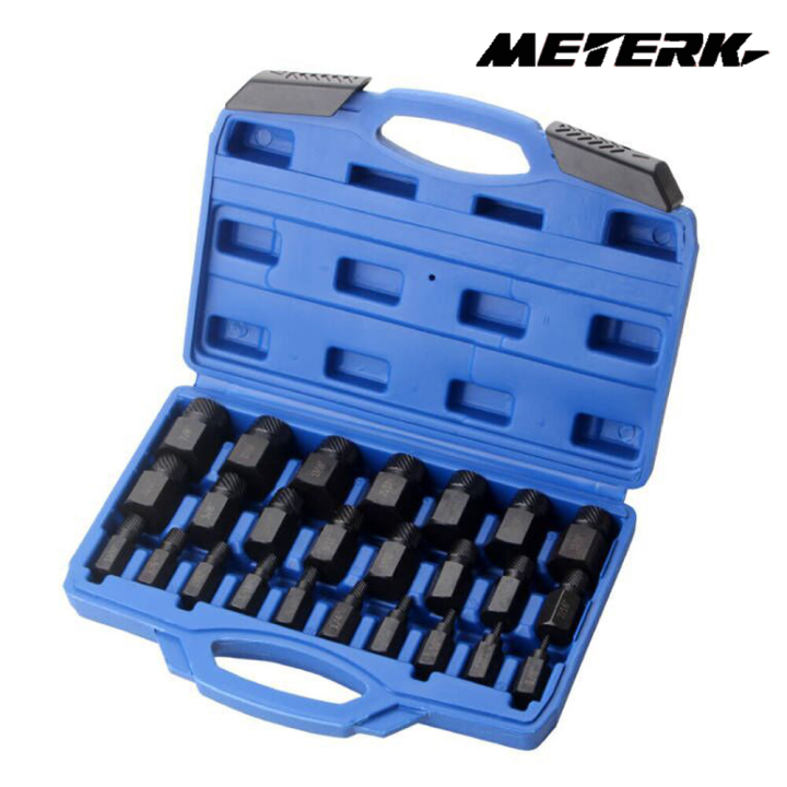 Meterk 25Piece Screw Extractor Set Broken Bolt Remover Useful Pins