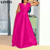 (จัดส่งฟรี)Fancystyle VONDA ชุดเดรสแขนกุดสำหรับงานปาร์ตี้กระโปรงซันเดรสทรงเอแต่งไซส์พิเศษลูกไม้เย็บปะสำหรับผู้หญิงชุดเดรสคอวีงานพรอม