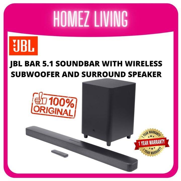 JBL Bar 5.1 Surround Wireless Bluetooth Soundbar with Subwoofer Lazada