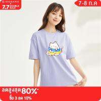 GIORDANO Women Bing Jiao Series T-Shirts Fashion Cat Print Cotton Tee Crewneck Short Sleeve Comfort Casual Tshirts 99393034