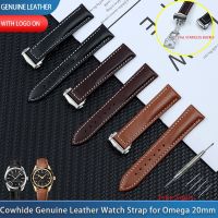 （A New Well Sell ） 20mm Genuine Cow Leather Watch Band For Omega Strap Seamaster 300 DE VILLE AT150 AQUA TERRA 150 Watchband Deployment Buckle Tool