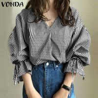 Vonda เสื้อเบลาส์ คอวี แขนยาว สไตล์เกาหลี สําหรับผู้หญิง