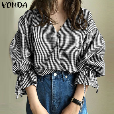 Vonda เสื้อเบลาส์ คอวี แขนยาว สไตล์เกาหลี สําหรับผู้หญิง x1