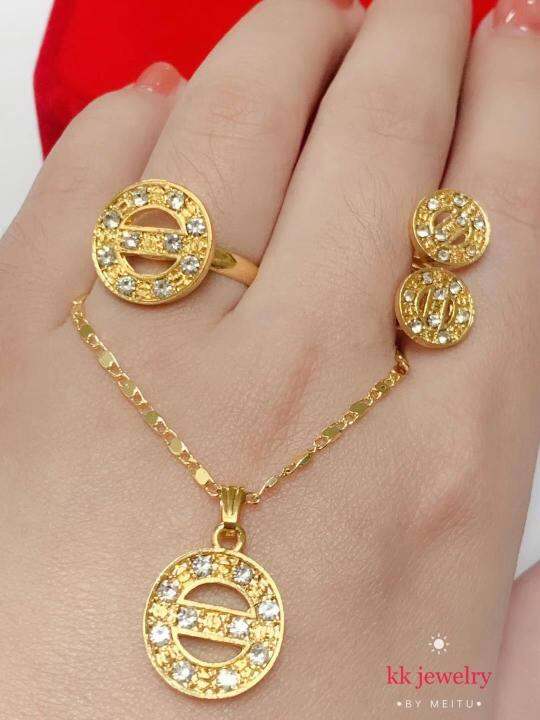18k bangkok gold 3in1 set adjustable ring Lazada PH