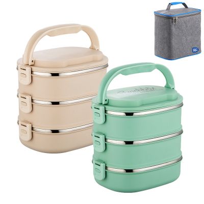 ♦◑ Big Capacity Food Lunch Box with Thermal Bag 2 3 Layer Stainless Steel Thermos Food Lunch Container Leakproof Bento Box Lunchbox
