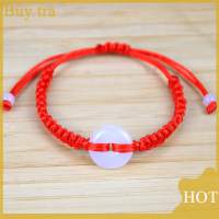 [Buytra] กำไลข้อมือหยกเทียมทันสมัยสำหรับผู้หญิงกำไลถักเชือกสีแดงทำด้วยมือของขวัญเครื่องประดับสำหรับผู้หญิง