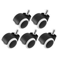 50mm Office Chair Roller Castor Wheels - Set of 5 - black&amp;white