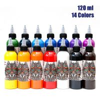 [Hot On Sale] 120Ml/Bottle 14 Colors Professional Tattoo Ink For Body Art Liner And Shader Permanent Tattoo Pigment Paint Ink Supplies