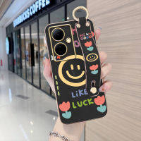 เคส Orico สำหรับ Vivo V29 5G Y78 5G Y78 5G + 5G (มีสายรัดข้อมือ) ขอบสี่เหลี่ยมนิ่มลายการ์ตูนเด็กผู้หญิงยิ้มเคสชุบเคลือบเคสโทรศัพท์เคสโทรศัพท์นิ่มสุดหรู