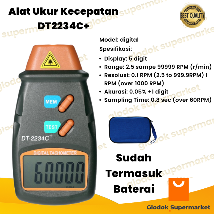 Alat Ukur Kecepatan DT2234C+ TachoMeter Digital Laser Photo DT-2234C ...