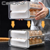 Household Egg Storage Box Drawer-Type Refrigerator Storage Box Transparent Plastic Dumpling Box Double Layer 32 grid Egg Tray