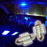 4ชิ้น1.25สีฟ้า31มม. 12 Led แบบ Smd หลอดไฟสำหรับรถยนต์การตกแต่งภายใน/โดม/การอ่าน