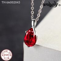 ﹍♕♝ Andara S925 Sterling Silver Necklace Angel Tears Crystal Red Pendant Necklace for Woman Charm Jewelry Gift