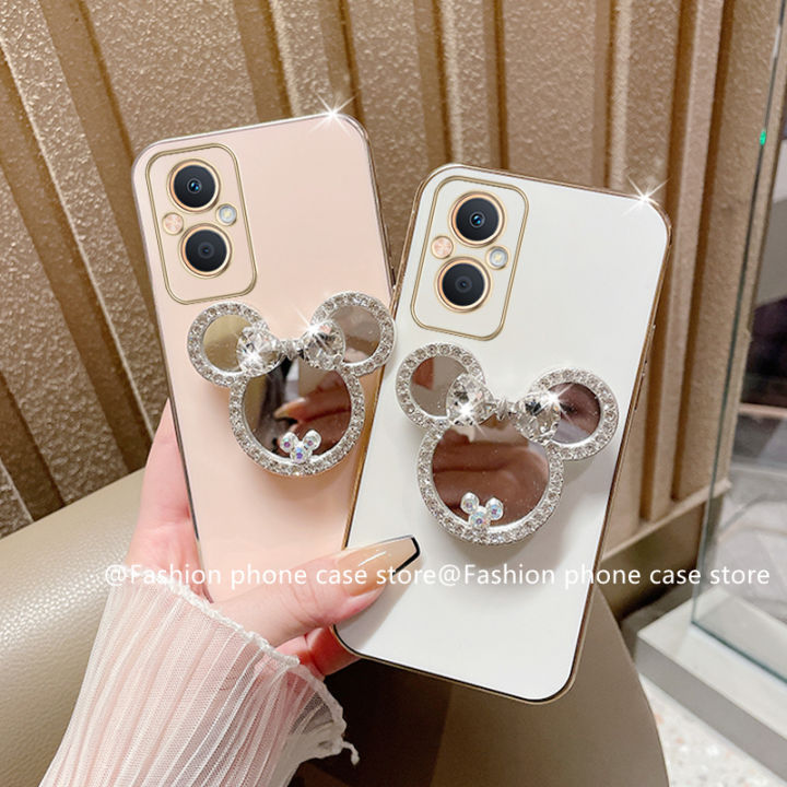 ใหม่ปลอก-oppo-reno7-z-reno7-pro-find-x5-pro-5g-4g-case-ลูกอมชุบโทรศัพท์กรณีน่ารักการ์ตูน-rhinestone-แต่งหน้ากระจกที่วางโทรศัพท์ปกอ่อน2022