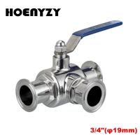 3/4" 19mm 304 Stainless Steel Sanitary Ball Valve 3 Three Way 1.5" OD 50.5mm Tri Clamp Ferrule Type For Food Homebrew Diary