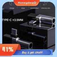 HONEYDEWD แล็ปท็อป ตัวแยกสัญญาณเสียง 2 in 1 USB C ที่ชาร์จด่วน ตัวแปลงหูฟัง แจ็ค Type C ถึง3.5มม.