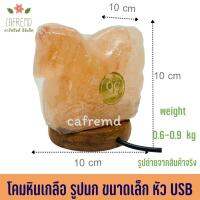 โคมไฟหินเกลือหิมาลัย  รูปนก ขนาดเล็ก โคมไฟmini หัว USB Himalayan Salt Lamp โคมไฟอ่านหนังสือ  โคมเกลือธรรมชาติแท้ๆ เพื่อสุขภาพ นำเข้าจากปากีสถาน