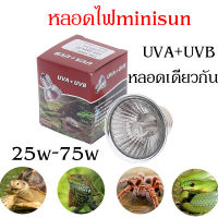 หลอดไฟให้ความร้อนสัตว์  MiniSun UVA​+UVB​อยู่หลอดเดียวกัน​ สำหรับเต่า​ สัตว์เลื้อยคลาน ใช้คู่กับขั้วหลอดไฟเซรามิคe27