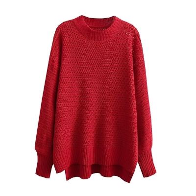 ZARAˉ ZR European And American Style ZA Womens French Retro Fashion Casual Loose Slim Pullover Knitted Hollow Sweater Long Sleeves