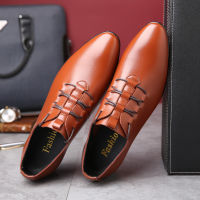 Mens Business Casual Shoes Spring New Personalized Fashion Light And Comfortable Formal Mens Shoes Lace Up Pointed Mens Shoes