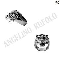 ANGELINO RUFOLO Ring ดีไซน์ Tiger Head แหวนผู้ชาย Stainless Steel 316L(สแตนเลสสตีล)คุณภาพเยี่ยม สีเงิน