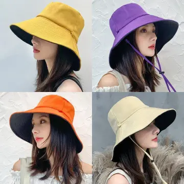 New Solid Color Soft Cotton Women Bucket Hat Spring Summer