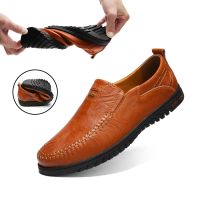 Leather Shoes for Men Casual Male Soft Sole Comfortable Shoes Slip-On Men Loafers Moccasins Driving Shoe Big Size 38-47