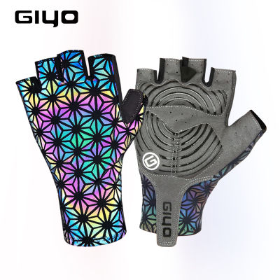 GIYO Luminous ถุงมือขี่จักรยาน Anti-Slip MTB ขี่จักรยานสั้น Half Finger รถจักรยานยนต์ถุงมือกีฬากลางแจ้ง Mittens สำหรับ Men Women