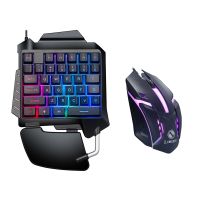 One Handed Keyboard Gaming Mouse+Gaming Keyboard Kit 35 Keys LED Left Hand Mini Keypad for PUBG Mobile Game Kit