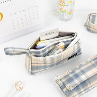 【CC】▩♂  JK School Color Lattice Storage Handle Wallet for Stationery A6154