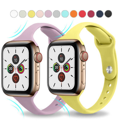 สายนาฬิกาแบบสปอร์ตซิลิโคนบางนิ่มใหม่สำหรับนาฬิกา Apple 6 5 4 3 2 1 38มม. 42มม. สายสายรัดนาฬิกาข้อมือยางสำหรับนาฬิกา Apple ซีรีส์5 4 40มม. 44มม.