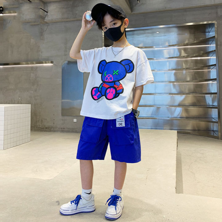 baolongxin-เสื้อผ้าเด็กผู้ชาย-ชุดเด็กชายสไตล์เกาหลี-สุดเท่ห์-เสื้อยืดแขนสั้นเด็ก